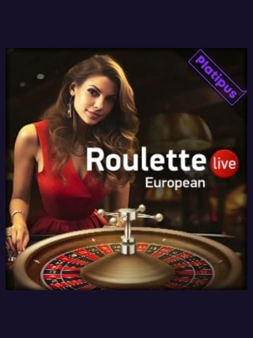 Mesa de ruleta europea en directo con rueda y crupier